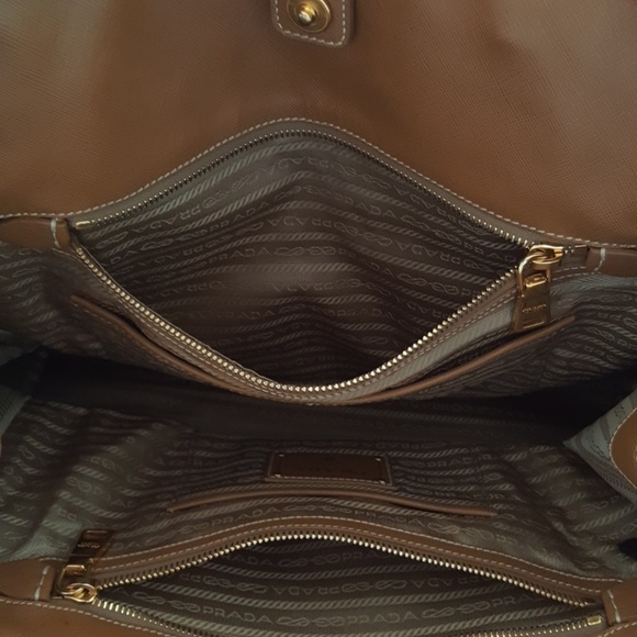 PRADA AUTHENTIC LOGO JACQUARD CALF LEATHER TOTE - Picture 8 of 8